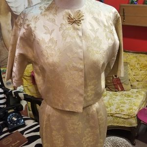 Vintage gold dress with matching jacket.